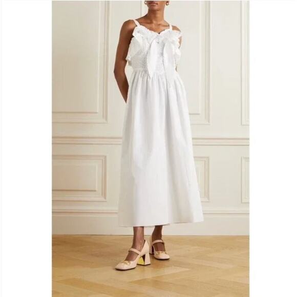 NEW $350 Batsheva Broderie Anglaise Cotton Maxi Dress In White - Picture 1 of 6